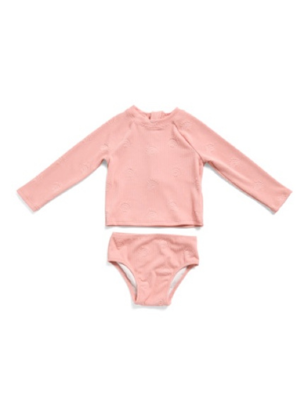 Girls Long-Sleeve Pink Rashguard Two-Piece Swim Set